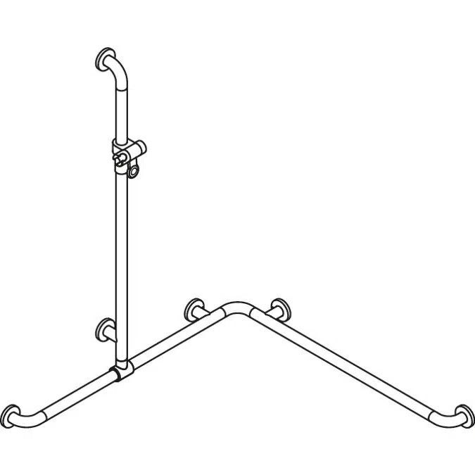 HEWI Shower grab rail with sideways adjustable vertical support bar and shower head holder WARM TOUCH