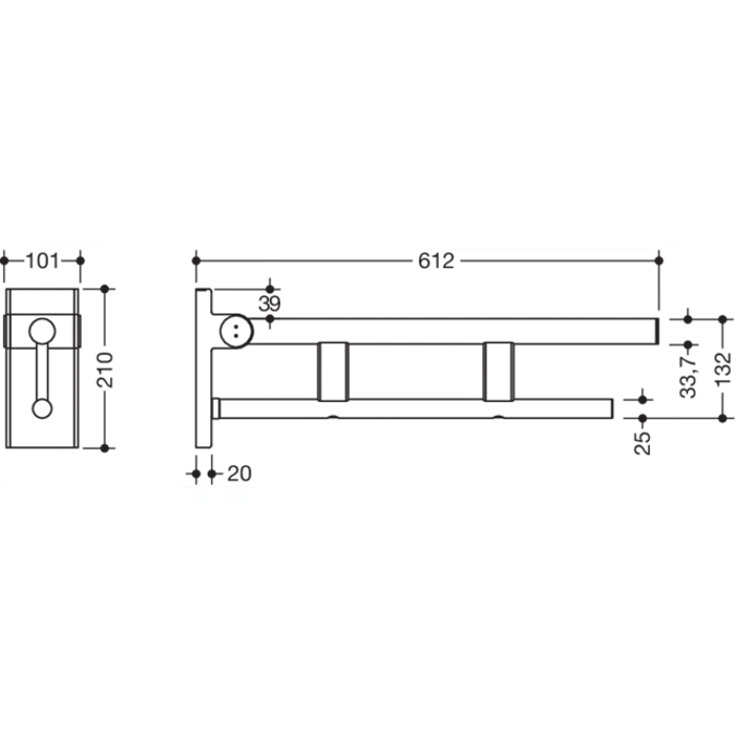 Barre d'appui relevable HEWI Duo