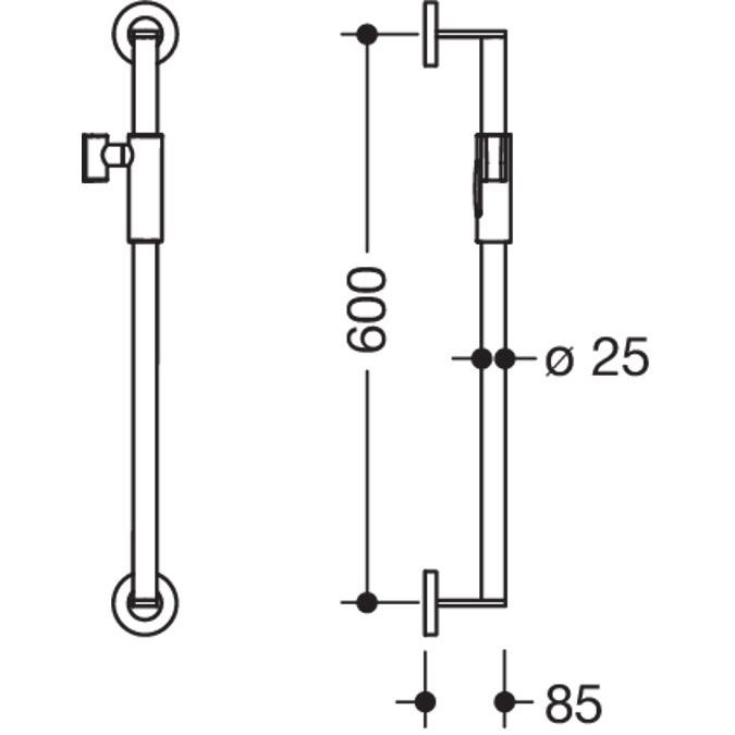 Rail with magnetic shower head holder, 900-33M03040