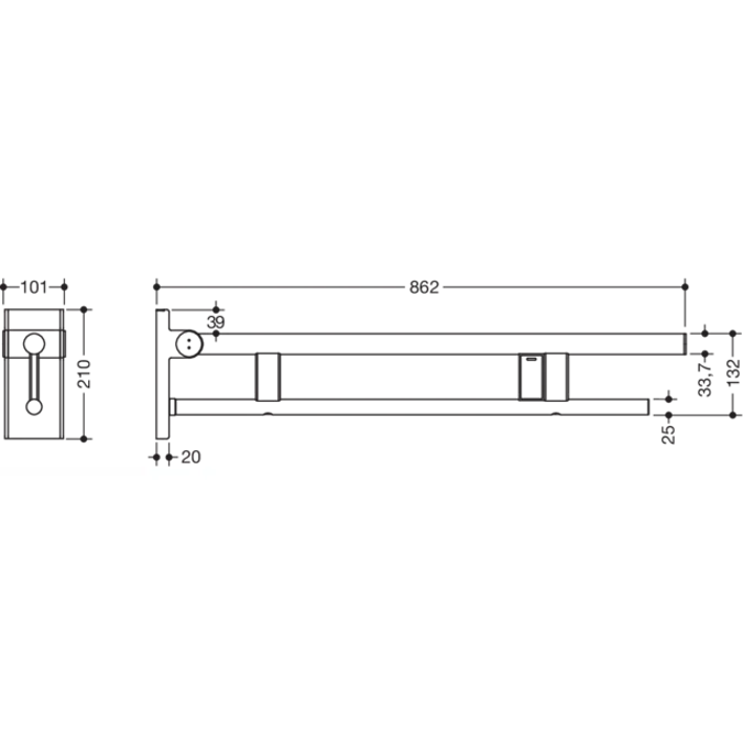 Mobile hinged support rail Duo, 900-50-42060