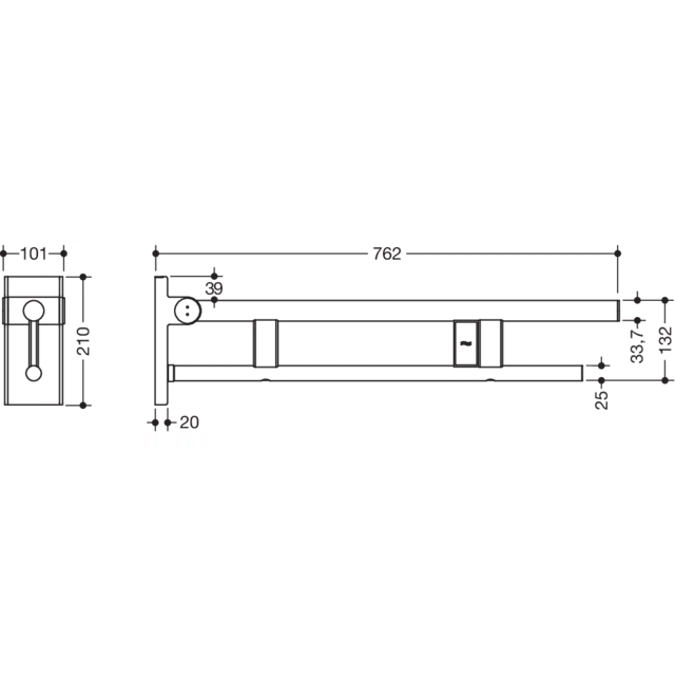 Hinged support rail Duo, 900-50-11940