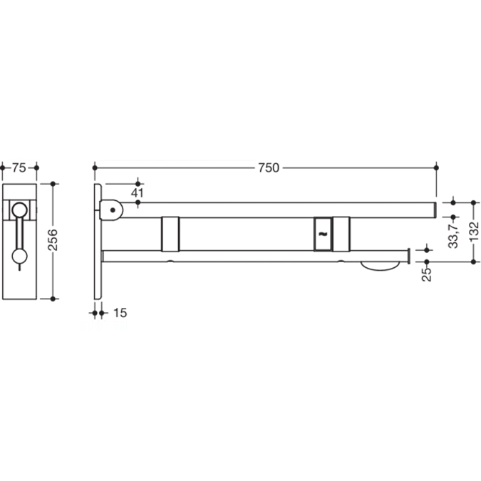 Hinged support rail Duo, 900-50-16860