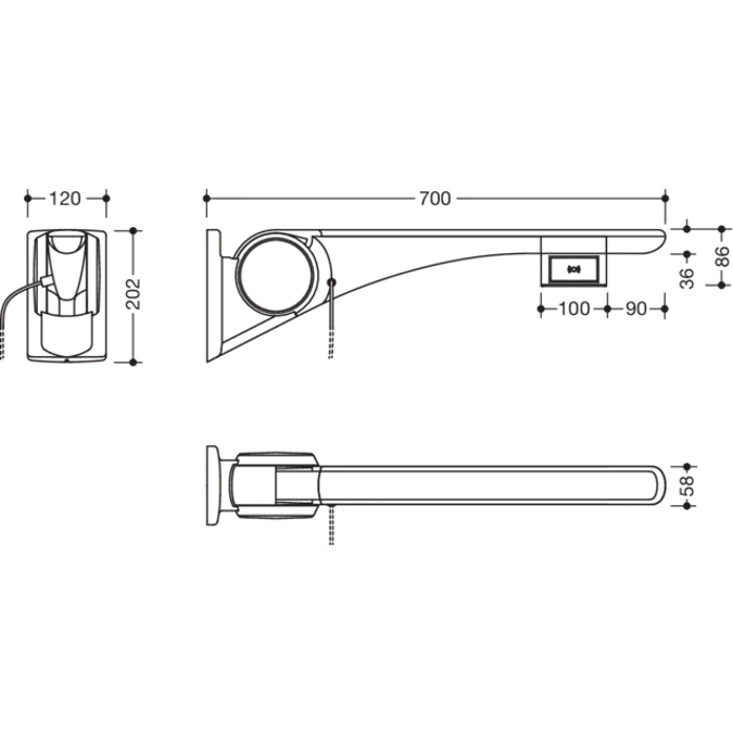 Opklapbare steun Basic, 802-50-46160