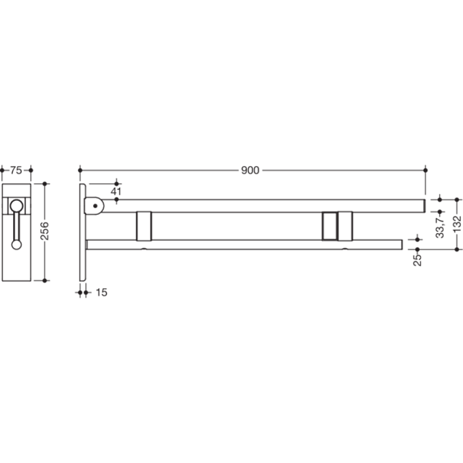 Hinged support rail Duo, 900-50-182XA