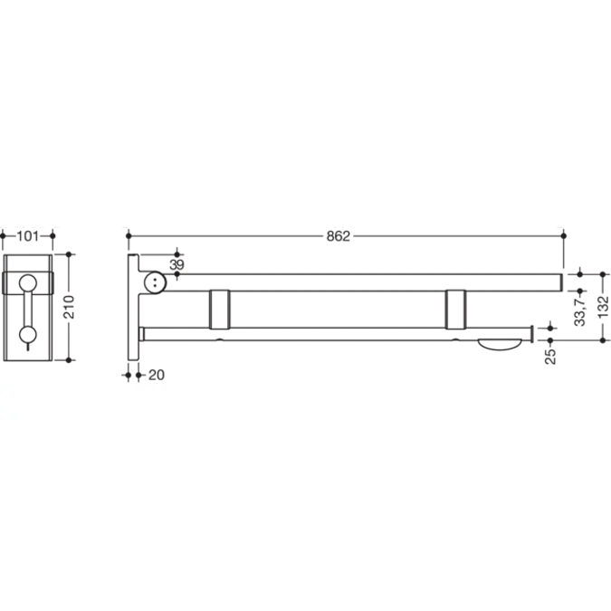 Barre d'appui relevable Duo, 900-50-10840