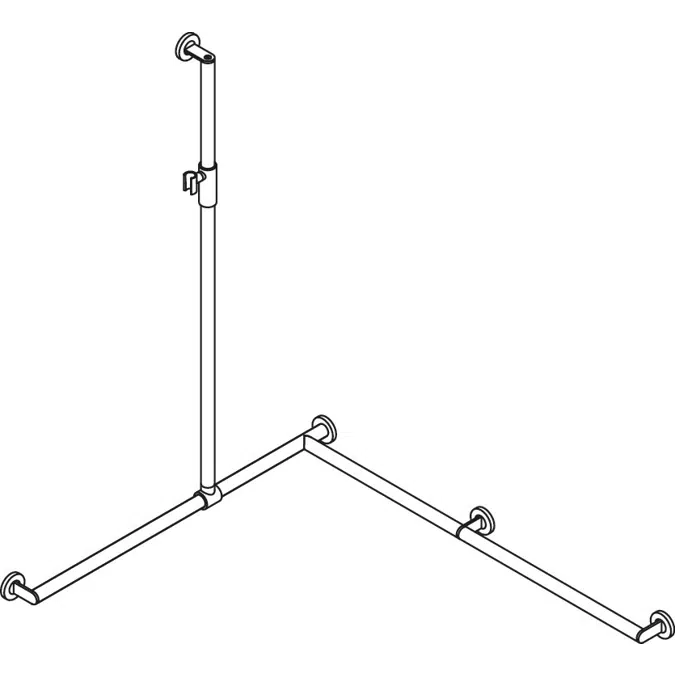 Shower grab rail with sideways adjustable vertical support bar and magnetic shower head holder, version right, 900-35M308XA