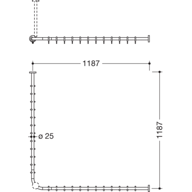 Vorhangstange, für Duschwanne 1200 x 1200 mm, 900-34-10360