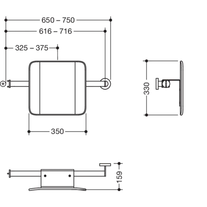 Mobile backrest rail, Model righthand, support right, rose left, 900-51-91360
