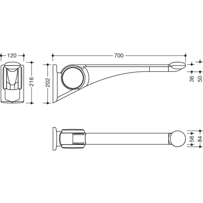 Barre d'appui relevable Premium HEWI