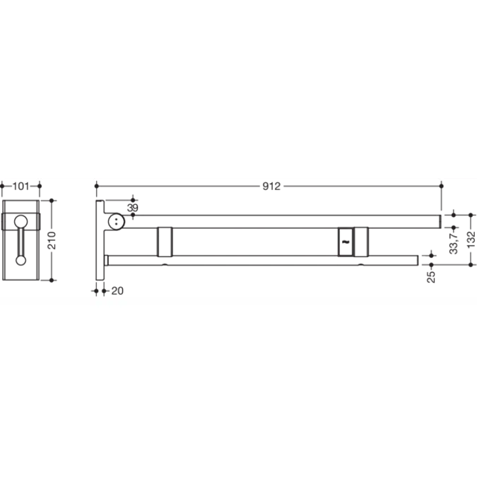 Hinged support rail Duo, 900-50-121XA