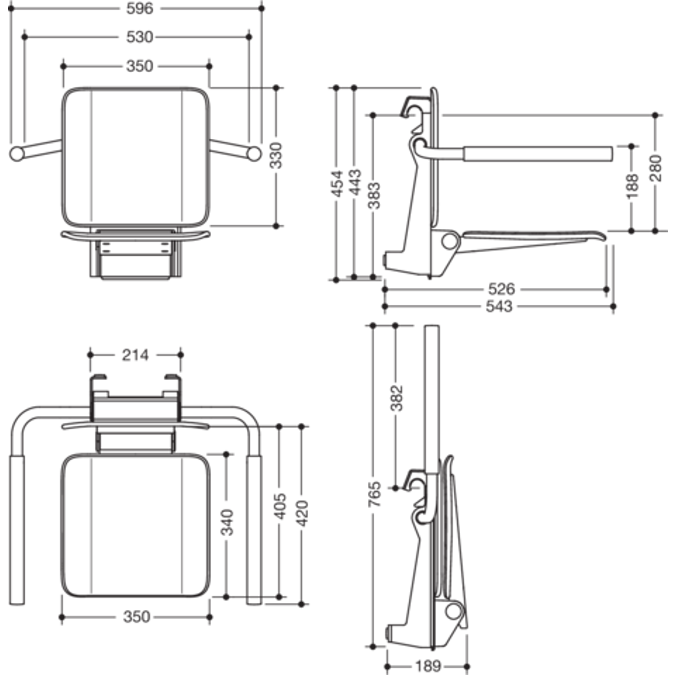 Removable hanging seat, especially for France and Switzerland, 900-51-10760
