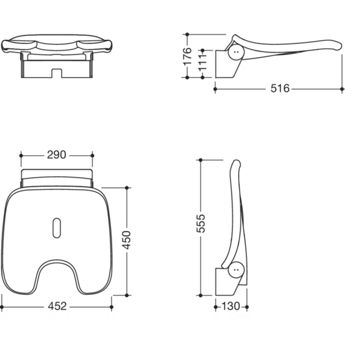 Siège relevable Basic HEWI, 802-51-23660