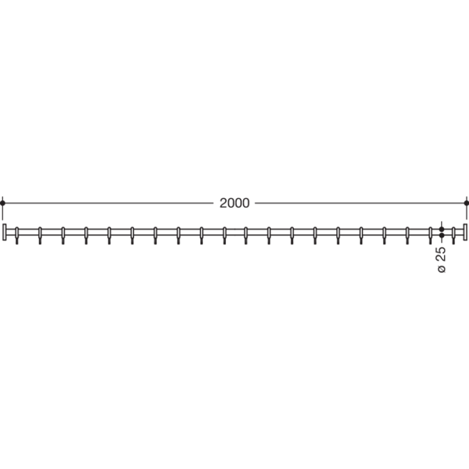Shower curtain rail, 2000 mm, 700-34-40360