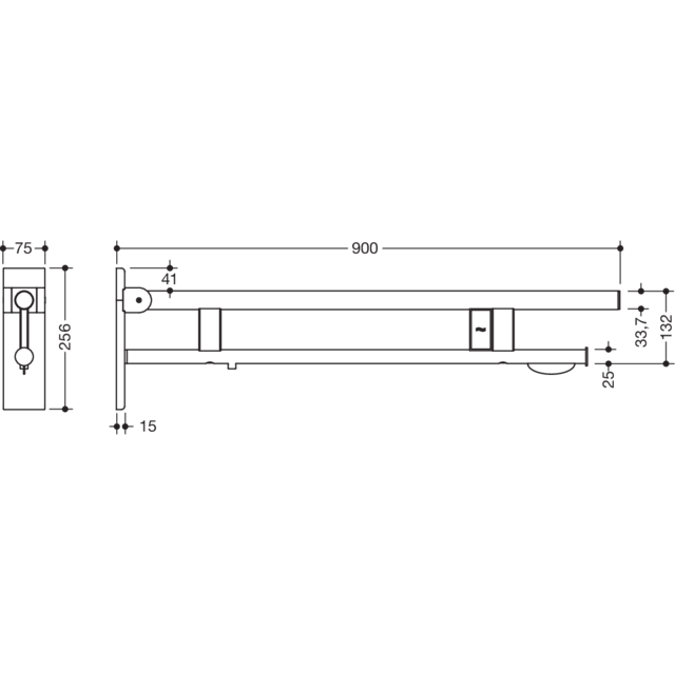 Hinged support rail Duo, 900-50-18660