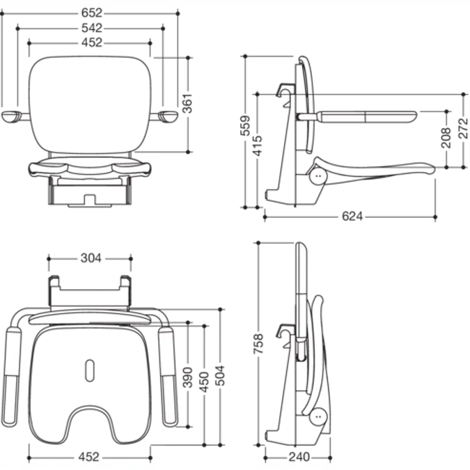 Hanging seat Premium, especially for France and Switzerland, 802-51-14460