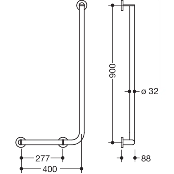 L-shaped support rail, version left, 900-22-107XA
