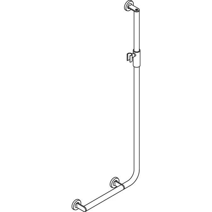 Winkelgriff mit Brausehalter, 1250 x 450 mm, links, Ø32, pulverbeschichtet, Magnetbrausehalter, 900-33M20260