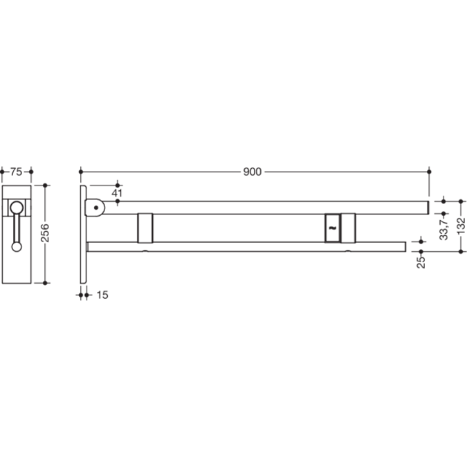 Hinged support rail Duo, 900-50-178XA