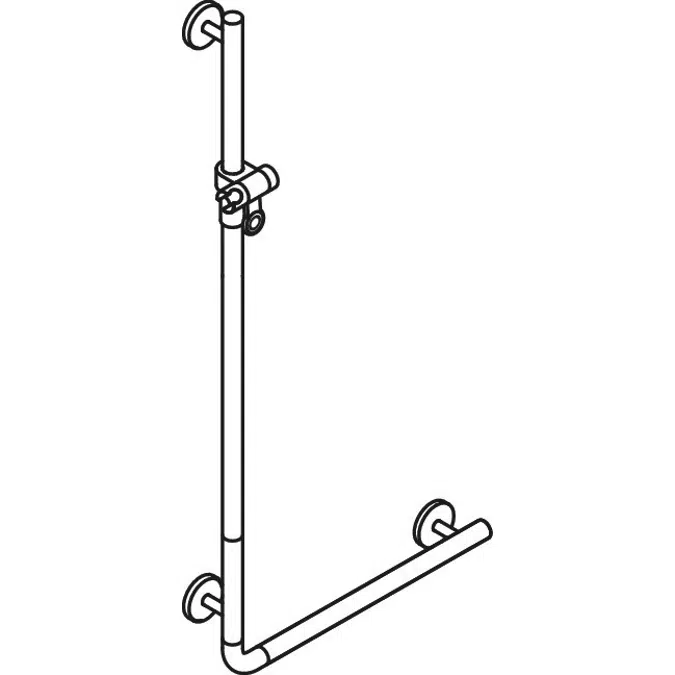 HEWI L-shaped support rail with shower head holder WARM TOUCH