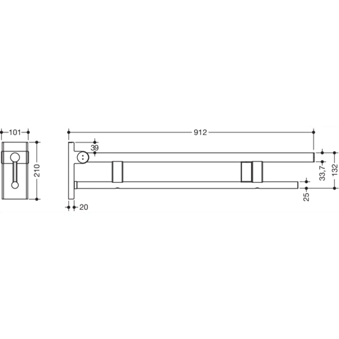 Mobile hinged support rail Duo, 900-50-425XA