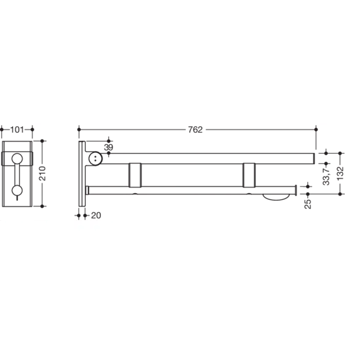 Barre d'appui relevable Duo, 900-50-107XA