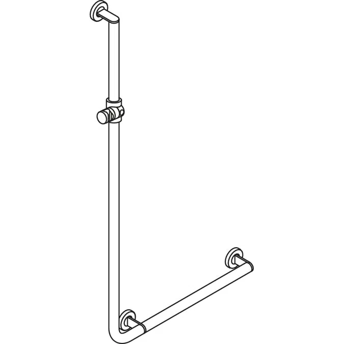 HEWI L-shaped support rail with shower head holder