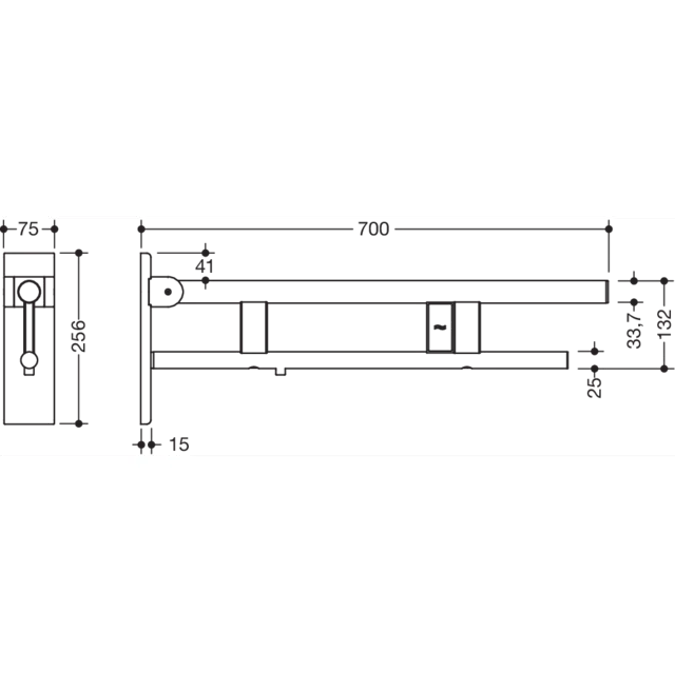 Hinged support rail Duo, 900-50-19940