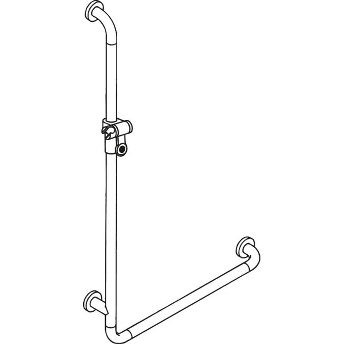HEWI L-shaped support rail with shower head holder