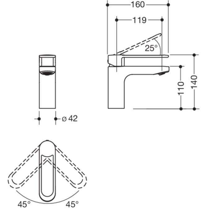 Mitigeur de lavabo monocommande HEWI