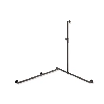 Image for HEWI Shower grab rail with sideways adjustable vertical support bar and magnetic shower head holder