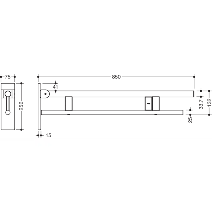 Hinged support rail Duo, 900-50-17740