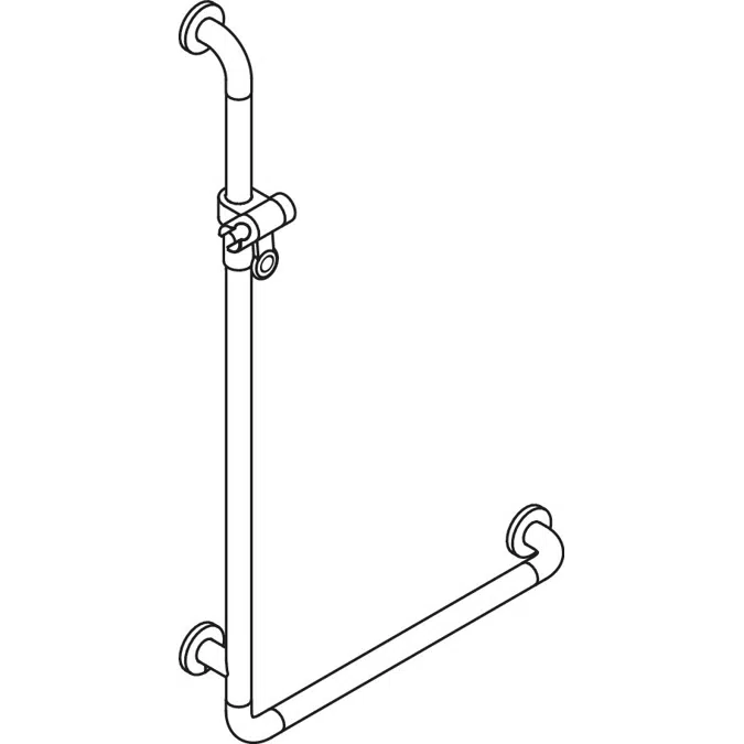HEWI L-shaped support rail with shower head holder WARM TOUCH