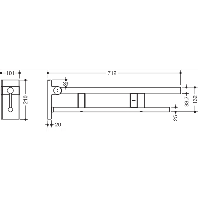 Hinged support rail Duo, 900-50-11840