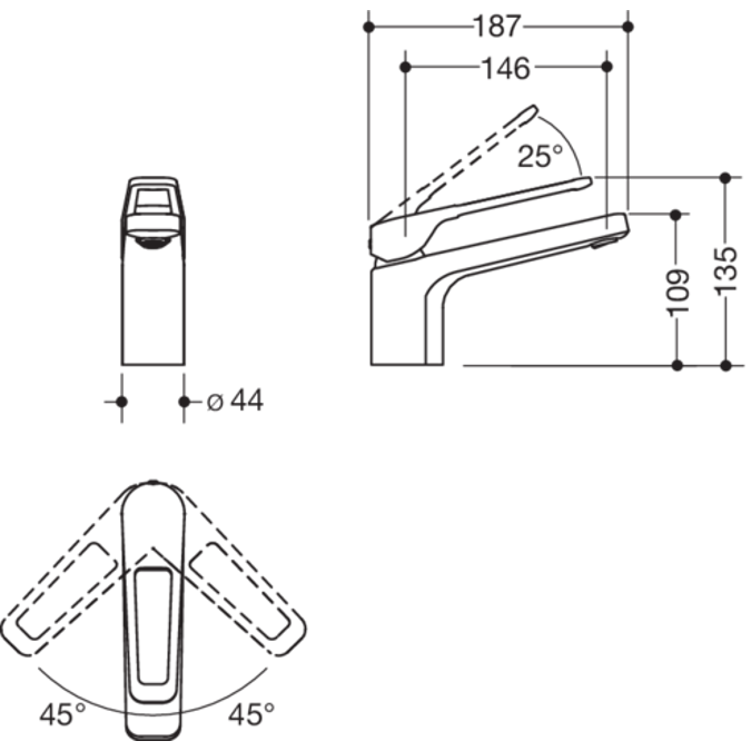 HEWI Single lever washbasin mixer tap