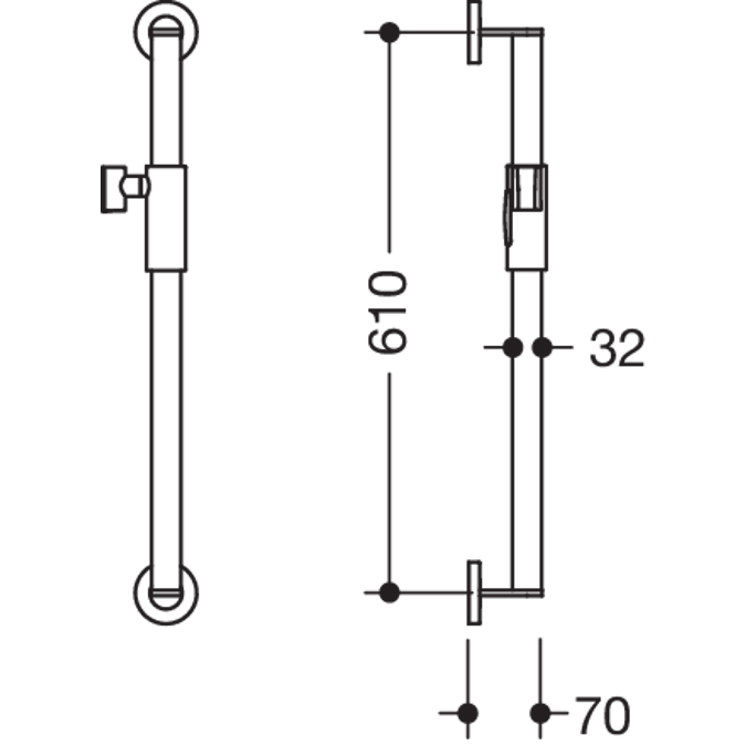 HEWI Rail with magnetic shower head holder