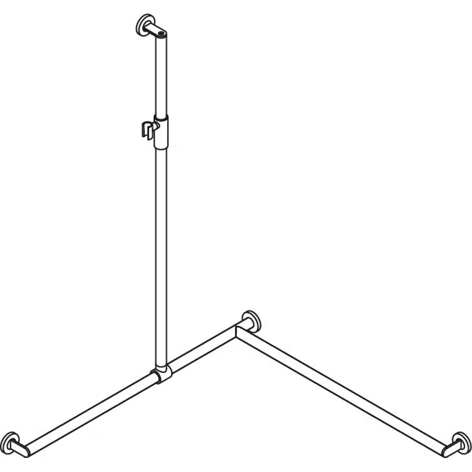 Shower grab rail with sideways adjustable vertical support bar and magnetic shower head holder, version right, 900-35M301XA