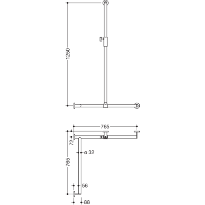 Barre de maintien pour douche, avec barre à support réglable avec coulisseau de douche magnétique, version gauche, 900-35M303XA