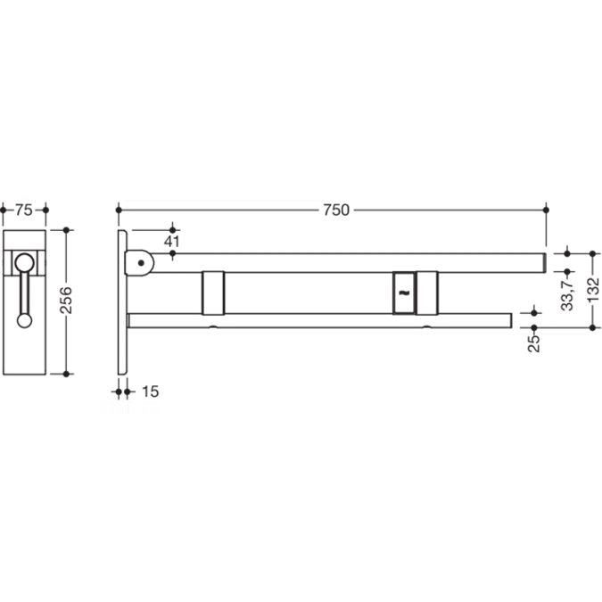 Hinged support rail Duo, 900-50-176XA