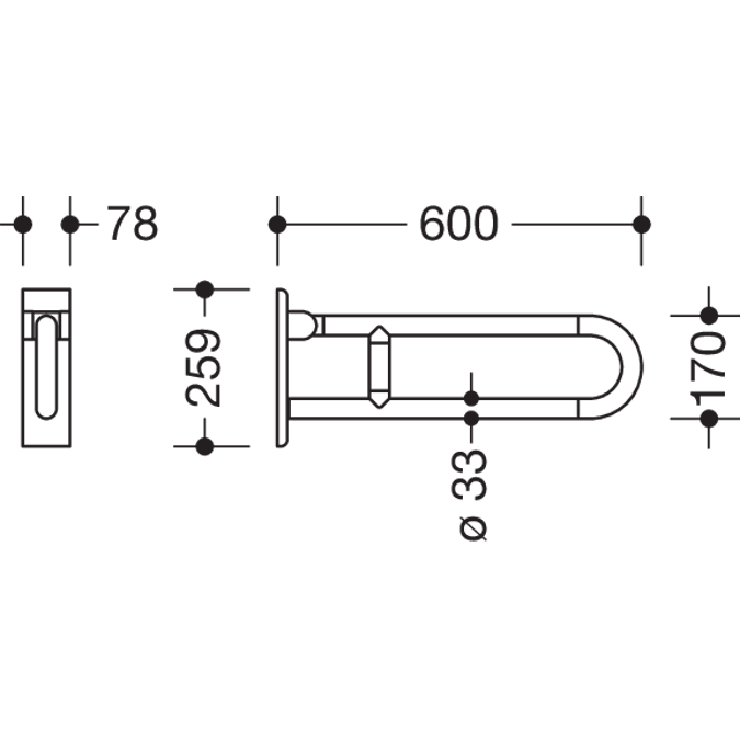 active+ Hinged support rail, rotating, 801-50D100
