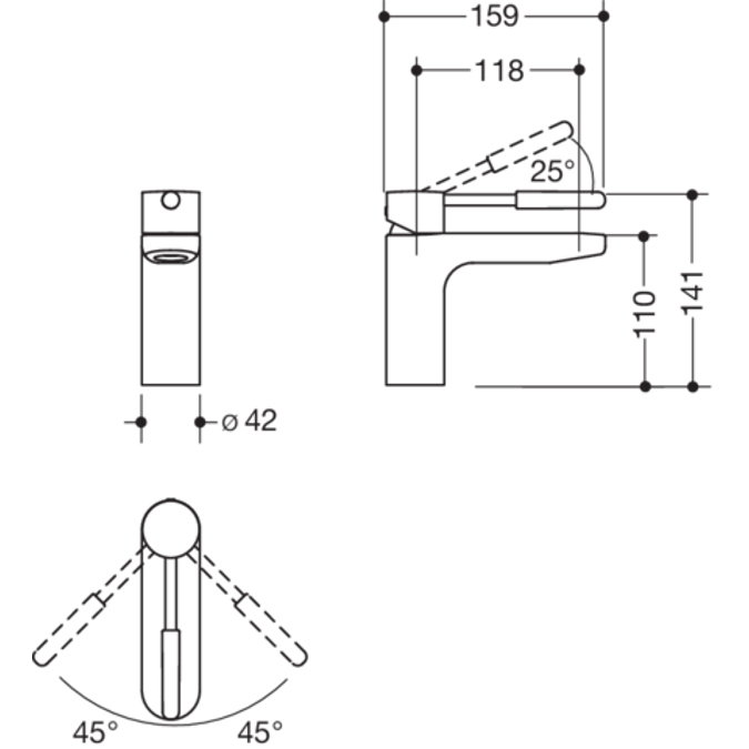 Mitigeur de lavabo monocommande HEWI