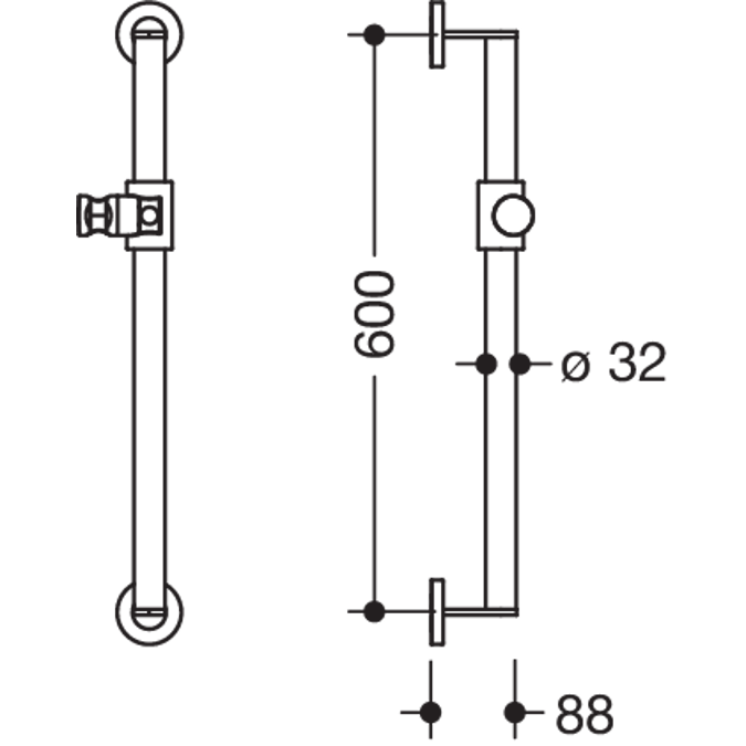 HEWI Rail with shower head holder