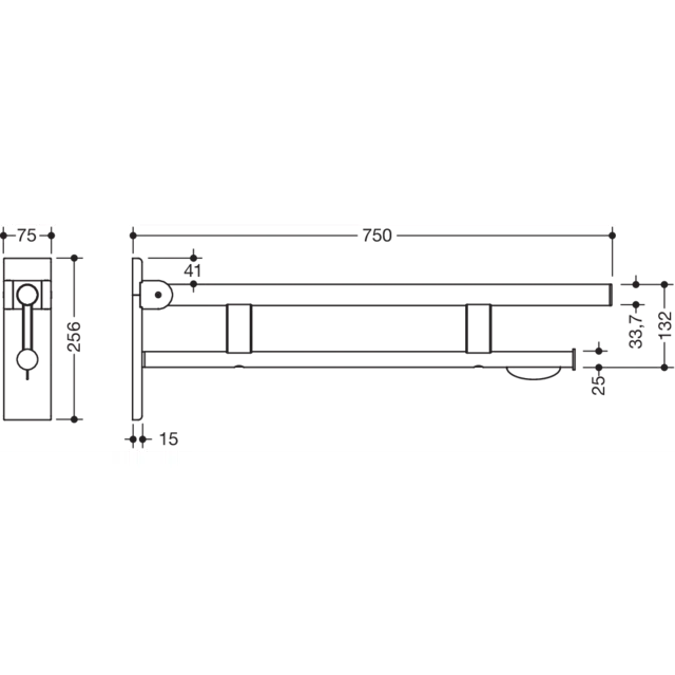 HEWI Hinged support rail Duo 