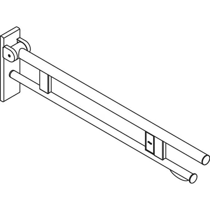 Stützklappgriff Duo, Design B, mit WC-Papierrollenhalter und Spülauslösung (Funk), 900 mm, Edelstahl, matt geschliffen, links, 900-50-170XA