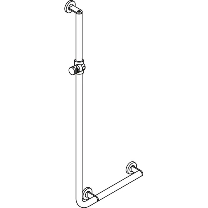 HEWI L-shaped support rail with shower head holder