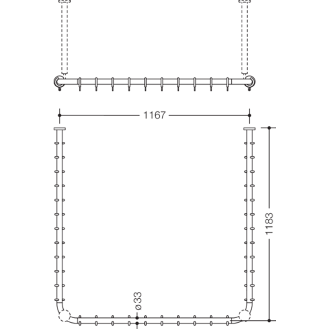 HEWI Shower curtain rail