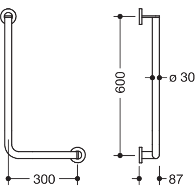 HEWI L-shaped support rail