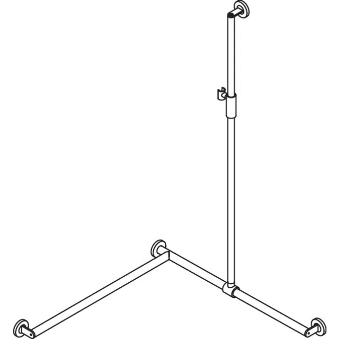 Shower grab rail with sideways adjustable vertical support bar and magnetic shower head holder (ADA), version right, 900-35M36240