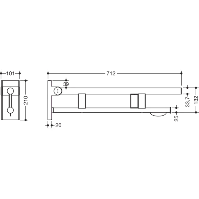 Mobile hinged support rail Duo, 900-50-41460