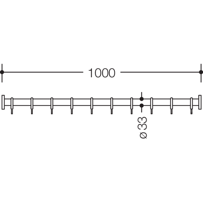 Tringle à rideau HEWI, longueur 1000 mmavec cœur en aluminium, 801-34-400