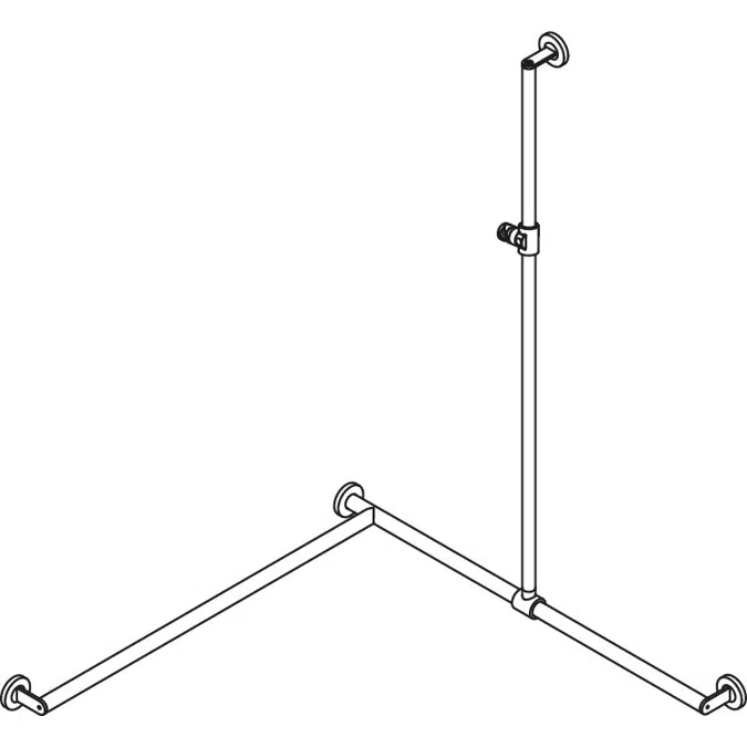 Duschhandlauf mit verschiebbarer Brausehalterstange, 1250 x 965 x 965 mm, links, Ø32, Chrom, Brausehalter aus matten Polyamid, 900-35-30440